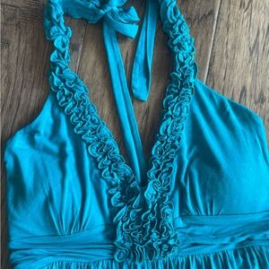 Halter turquoise dress